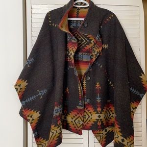 Anthropologie réversible poncho WOOL coat OS